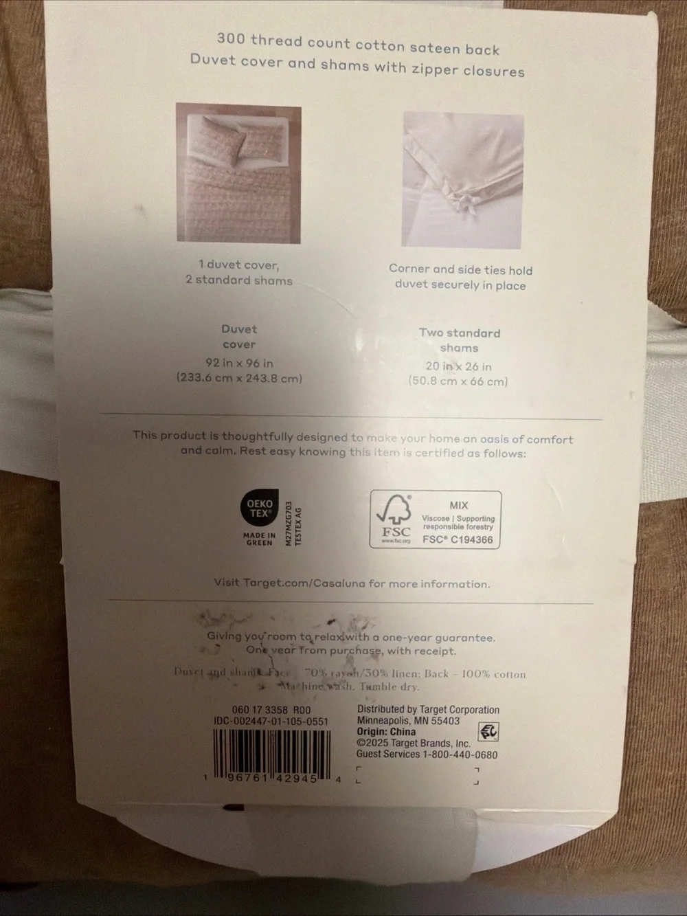 Casaluna Queen Size Duvet Set Cotton Tan NEW